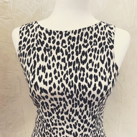 Classy Black and White Leopard Print Linen Dress - Picture 1 of 6